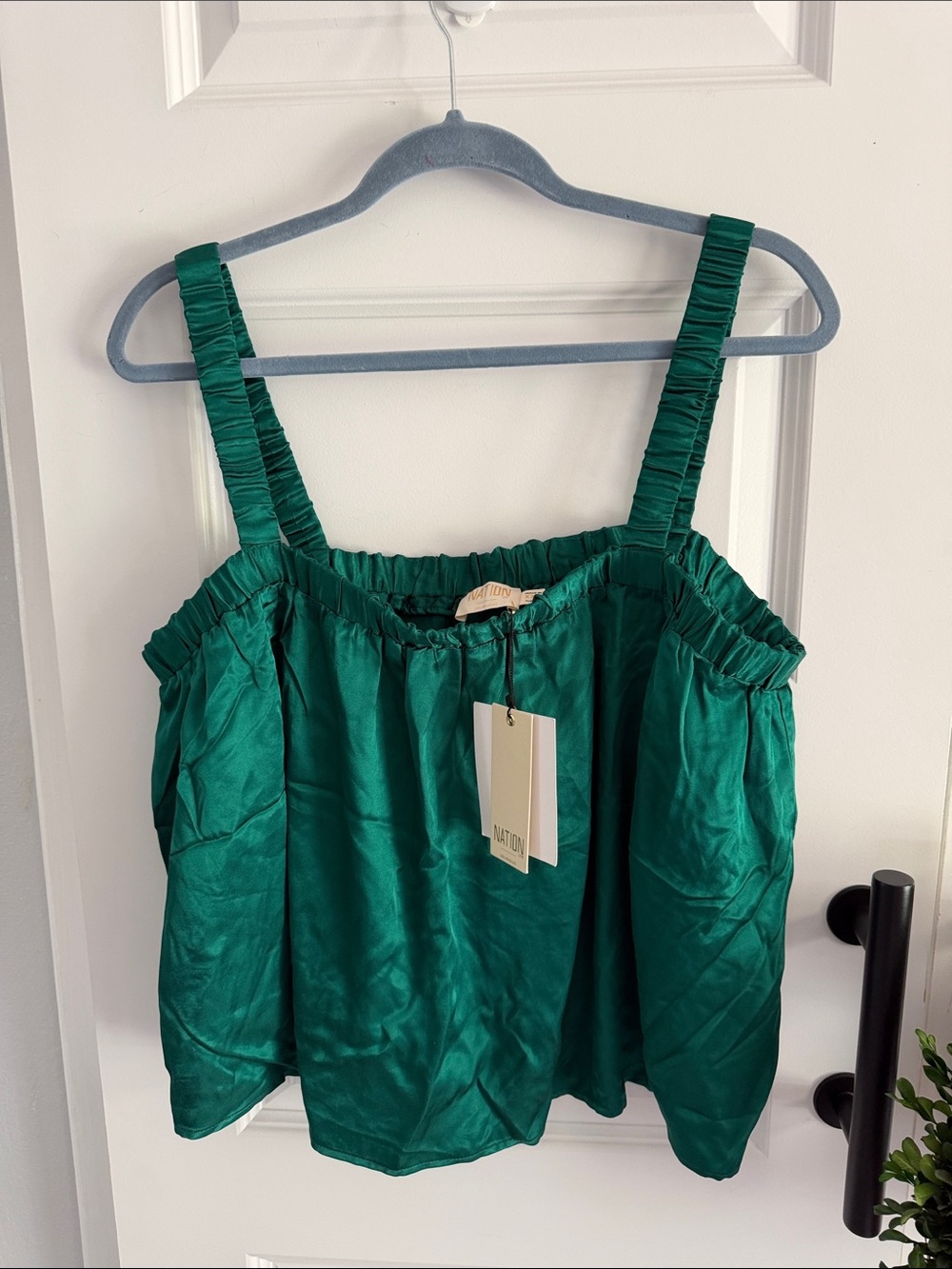 Emerald Green Ruched Strap Women’s Top XXL